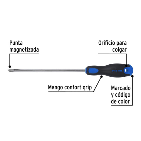 Desarmador de cruz 5/16' x 8' mango Comfort Grip, Pretul | DP-5/16X8BP | 28088