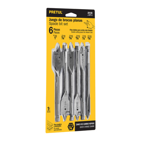 Juego de brocas planas de manita, 6 piezas, Pretul | J-BPP-6 | 28108