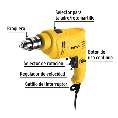 Rotomartillo 3/8', 550W, PRETUL | ROTO-3/8P6 | 28113