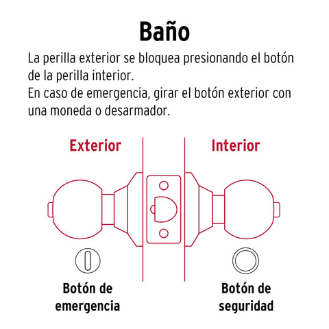 Cerradura esfera, cil, baño, negro, blíster, BASIC | BAL-NE-BPB | 28142