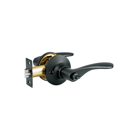 Cerradura manija 'Milán' p/recámara, negro, cil latón, BASIC | CEMA-6RB | 28153