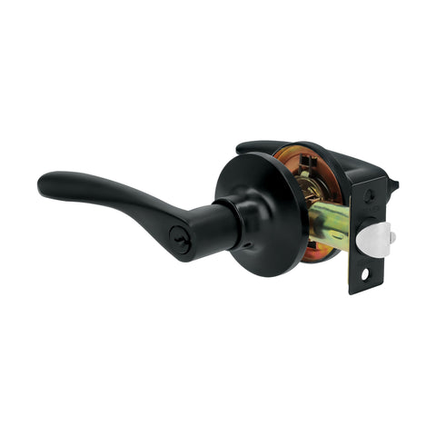 Cerradura manija 'Milán' p/recámara, negro, cil latón, BASIC | CEMA-6RB | 28153