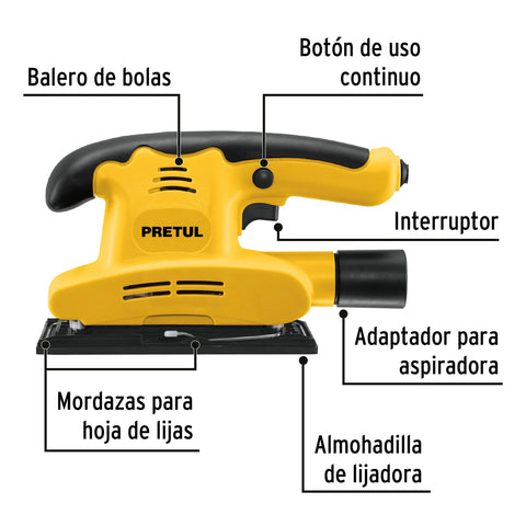 Lijadora orbital 1/3 hoja, 150W, PRETUL | LIOR-1/3P4 | 28220