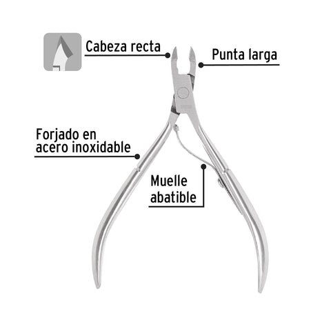 Alicate para manicure 4', cabeza recta, punta larga, PRETUL | UNA-240P | 28226