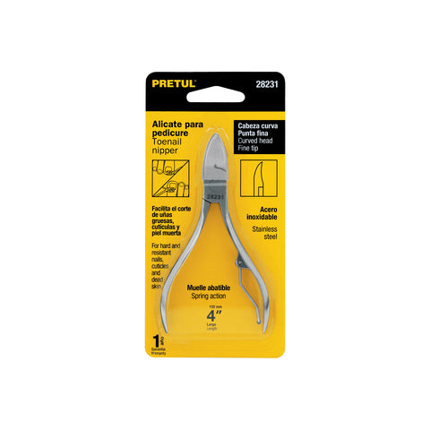 Alicate para pedicure 4', cabeza curva, punta fina, PRETUL | UNA-340P | 28231