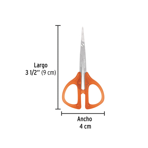 Tijera para manicure 3-1/2', mgo plastico, punta fina,PRETUL | UNA-438P | 28232