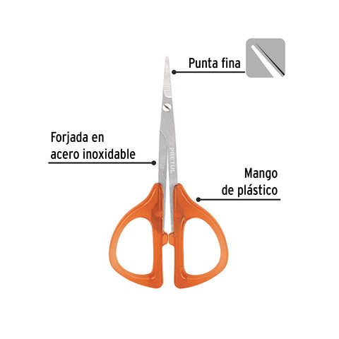 Tijera para manicure 3-1/2', mgo plastico, punta fina,PRETUL | UNA-438P | 28232