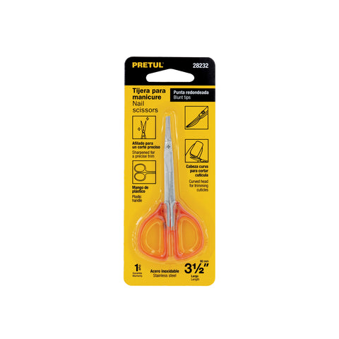 Tijera para manicure 3-1/2', mgo plastico, punta fina,PRETUL | UNA-438P | 28232