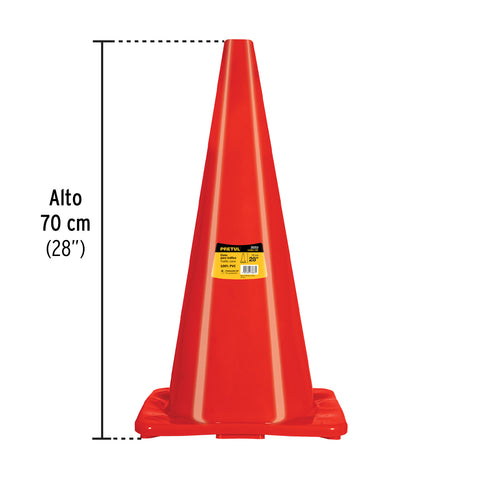 Cono de precaución de 70 cm de PVC, Pretul | CONO-70P | 28253