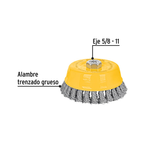 Carda copa 5' alambre trenzado grueso, eje 5/8'-11, Pretul | CT-612XP | 28261