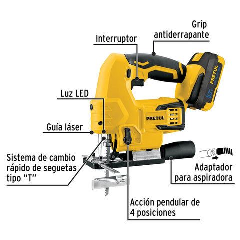Sierra caladora, 20V, 1 batería 2Ah, PRETUL | CALI-20P | 28270
