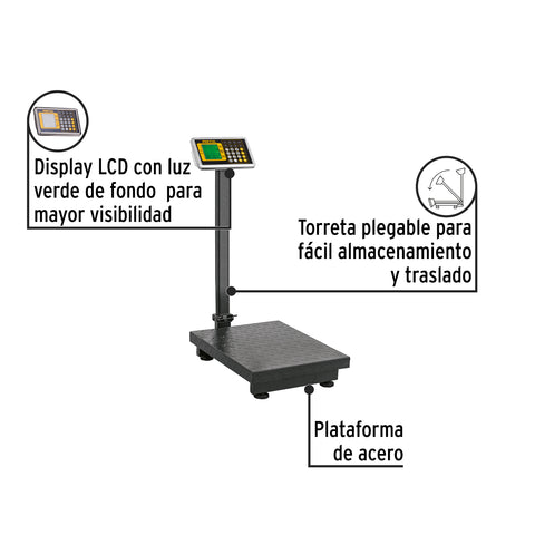 Báscula electrónica de plataforma, plegable, 200 kg. Pretul | BAS-200PLAP | 28462