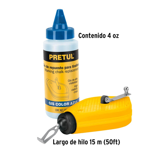 Tiralíneas plástico con gis 15 m (50 ft), Pretul | TL-50P | 28574