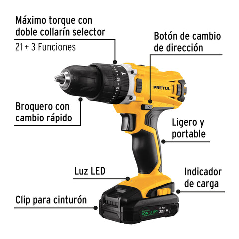 Kit rotomartillo 1/2', 20V, 32 accesorios, PRETUL | ROTI-20P2K | 29000