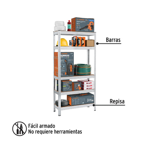 Estante metálico 5 repisas MDF cap. 35 Kg,150x30x75, PRETUL | ESME-351 | 29021