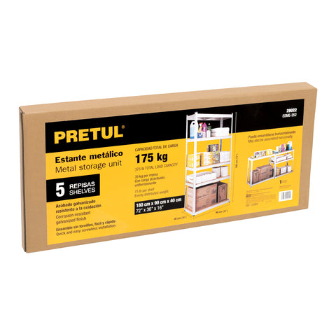 Estante metálico 5 repisas MDF cap. 35 Kg,180x40x90, PRETUL | ESME-352 | 29022