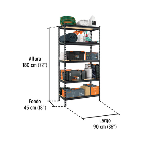 Estante metálico 5 repisas MDP cap. 60 Kg,180x45x90, PRETUL | ESME-601 | 29023