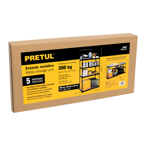 Estante metálico 5 repisas MDP cap. 60 Kg,180x45x90, PRETUL | ESME-601 | 29023