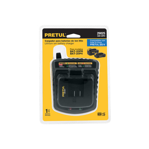 Cargador de baterías de ion litio 20V, PRETUL | CAR-20P2 | 29025