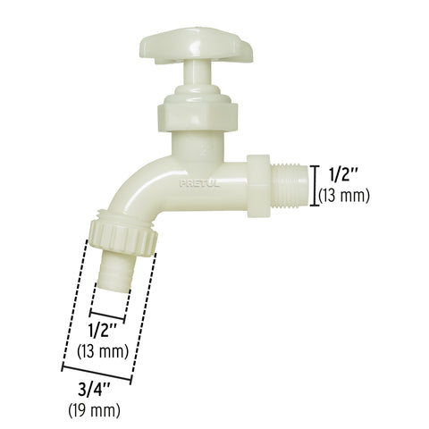 Llave p/manguera, de plástico 65g,1/2', granel, PRETUL | LL-17P | 29030