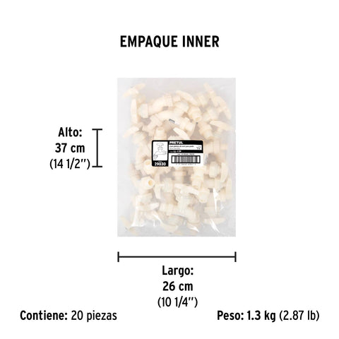 Llave p/manguera, de plástico 65g,1/2', granel, PRETUL | LL-17P | 29030