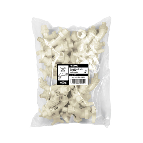 Llave p/manguera, de plástico 65g,1/2', granel, PRETUL | LL-17P | 29030