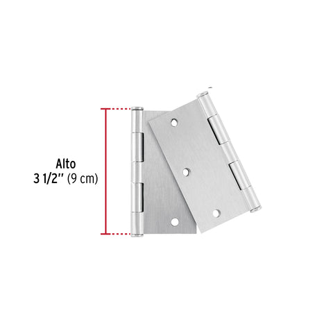 Bolsa c/2 bisagras cuadradas 3-1/2', plana, satinado, BASIC | BC-353PPB | 29064