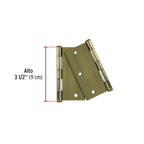 Bolsa c/2 bisagras cuadradas 3-1/2', plana, latón ant, BASIC | BC-352PPB | 29066