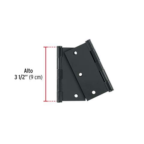 Bolsa c/2 bisagras cuadradas 3-1/2', plana, negro, BASIC | BC-356PPB | 29068
