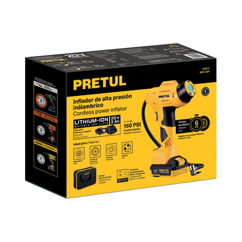 Inflador de aire, 20V, 1 batería 2Ah, PRETUL | INFI-20P | 29074