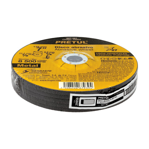 Disco Tipo 27 de 7' x 6.2 mm desbaste de metal, Pretul | ABT-561 | 29956