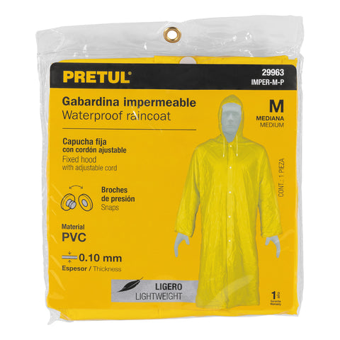 Gabardina impermeable ligera de PVC, talla M, Pretul | IMPER-M-P | 29963