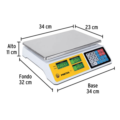 Báscula electrónica multifunciones 40 kg, Pretul | BASE-40P | 29966