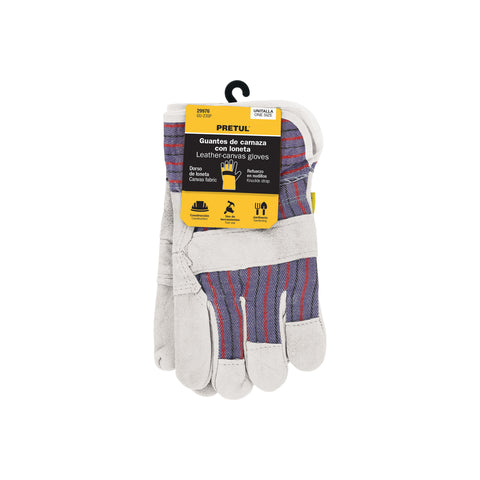 Guantes de carnaza y loneta, unitalla, PRETUL | GU-235P | 29976