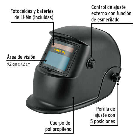 Careta electrónica p/soldar, semiprofesional, 9 a 13, PRETUL | CAREL-913P1 | 29978