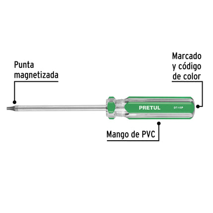 Desarmador punta Torx T 15 mango de PVC, Pretul | DT-15P | 29983