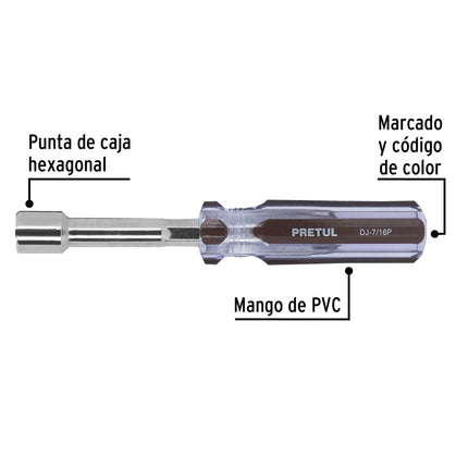 Desarmador de caja 7/16' mango de PVC, Pretul | DJ-7/16P | 29992