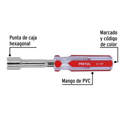 Desarmador de caja 1/2' mango de PVC, Pretul | DJ-1/2P | 29993