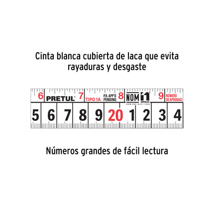 Flexómetro azul 8 m cinta 25 mm, en tarjeta, PRETUL | PRO-8ME-A | 29998