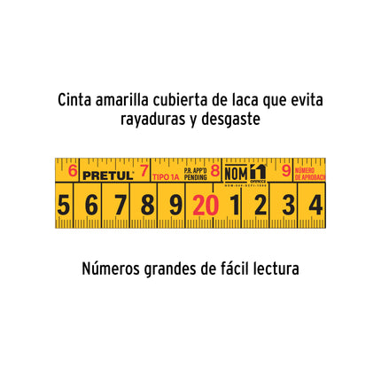 Flexómetro rojo 8 m cinta 25 mm, en tarjeta, PRETUL | PRO-8ME-R | 29999