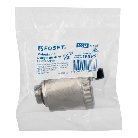 Válvula de purga de aire 1/2', FOSET | VPA-01 | 40012
