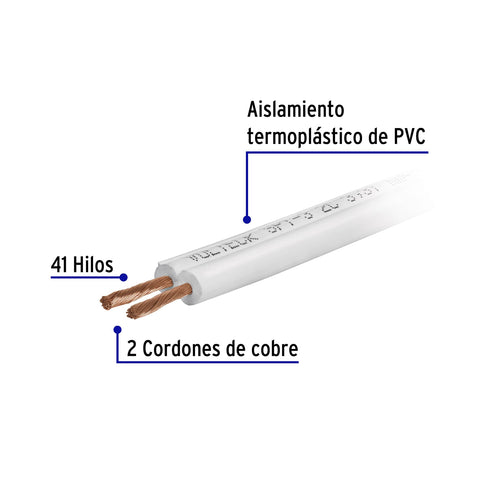 Metro de cordón dúplex flexible SPT 14 AWG en carrete 500 m | CDU-14-500 | 40042