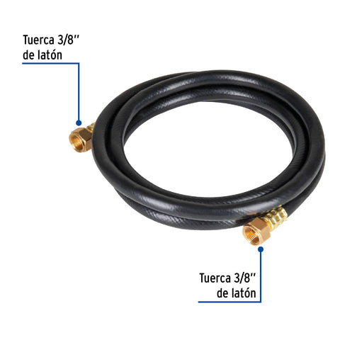 Manguera para gas, PVC negra, 3/8' flare,1 m, FOSET | MGAN-10 | 40074