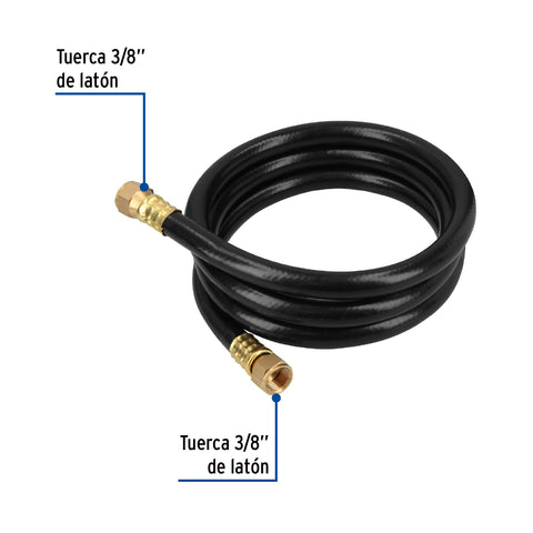 Manguera p/gas, negra, 3/8' flare, 1.5 m | MGAN-15 | 40075