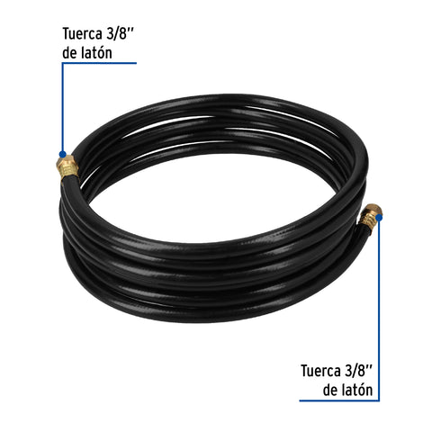 Manguera para gas, PVC negra, 3/8' flare, 5 m, FOSET | MGAN-50 | 40079
