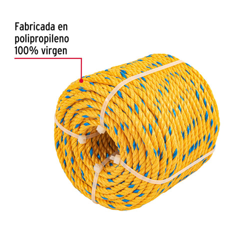Metro de cuerda amarilla de polipropileno 6 mm, rollo 46m | CUE-061M | 40093