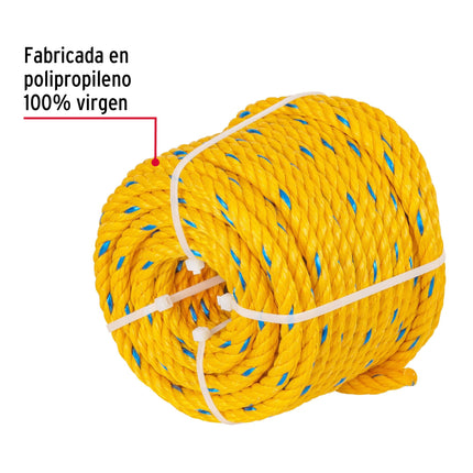 Metro de cuerda amarilla de polipropileno 10 mm, rollo 22m (CUE-101M)