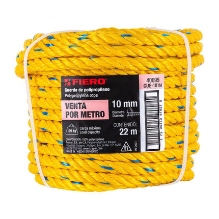 Metro de cuerda amarilla de polipropileno 10 mm, rollo 22m (CUE-101M)