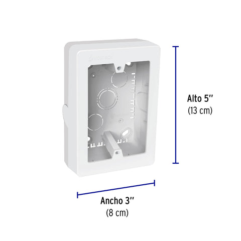 Caja de contactos para canaleta 3' x 5', blanca, Volteck | CRU-3X5 | 40141