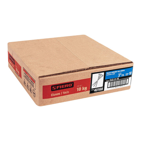 Kilo de clavo estándar 3' con cabeza en caja de 10 kg, FIERO | CLE-3-10 | 40168